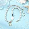 Ocean 304 Stainless Steel Starfish Pendant Natural Pearl Beaded Necklaces for Women NJEW-JN06310-1