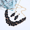 Oval Alloy Glass Stud Earrings & Bib Necklaces Sets for Women FS-WGA59D1-01-1