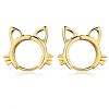 Women Cat Brass Leverback Earrings JE965B-1