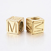 304 Stainless Steel Large Hole Letter European Beads LS-STAS-H428-01G-M-2
