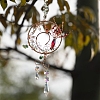 Wire Wrapped Glass Beads & Metal Carp Hanging Ornaments PW-WG24251-01-3