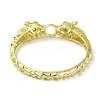 Brass Pave Clear & Green Cubic Zirconia Leopard Hinged Hollow Bangle for Women BJEW-K246-19F-G-3