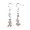 Natural Morganite & Larimar Chips Beads & Natural Spiral Shell Necklaces & Dangle Earring & Bracelets Sets SJEW-JS01387-6