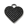 Heart Brass Micro Pave Black Cubic Zirconia Pendants KK-G419-24B-2