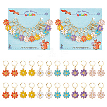 12Pcs 6 Colors Alloy Enamel Daisy Flower Charms Locking Stitch Markers HJEW-PH01644