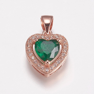 Brass Micro Pave Cubic Zirconia Charms ZIRC-E143-58C-RG-1