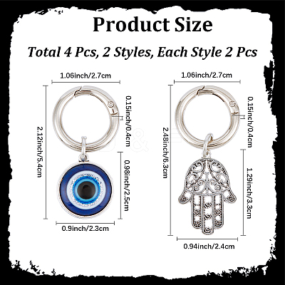 4Pcs 2 Styles Evil Eye & Hamsa Hand Alloy Shoe Charms AJEW-CP0006-42-1