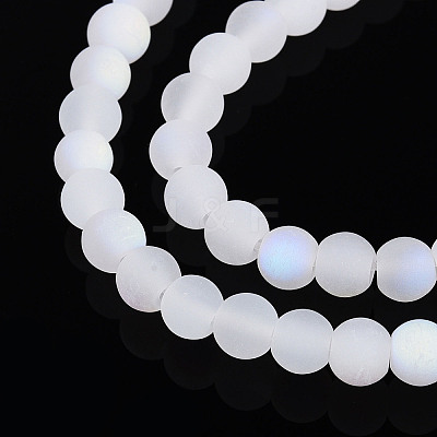 Frosted Imitation Jade Glass Beads Strands GLAA-T032-J4mm-MBB01-1