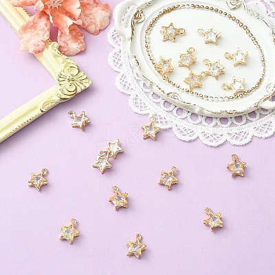 20Pcs Alloy Clear Cubic Zirconia Charms FIND-YW0008-27-1