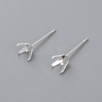 304 Stainless Steel Prong Earring Settings STAS-O098-06S-03-1