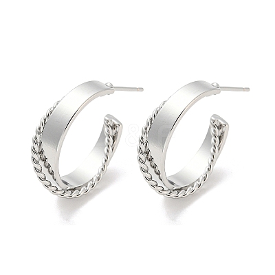 Brass Ring Stud Earrings EJEW-K264-08P-1