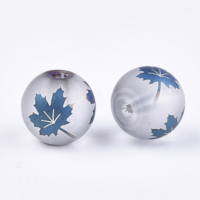 Autumn Theme Electroplate Transparent Glass Beads EGLA-S178-01C-1