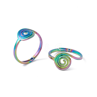 Ion Plating(IP) 201 Stainless Steel Vortex Adjustable Ring for Women RJEW-C045-07M-1
