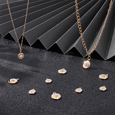 12Pcs 2 Styles Brass Micro Pave Cubic Zirconia Charms KK-UN0005-25-1