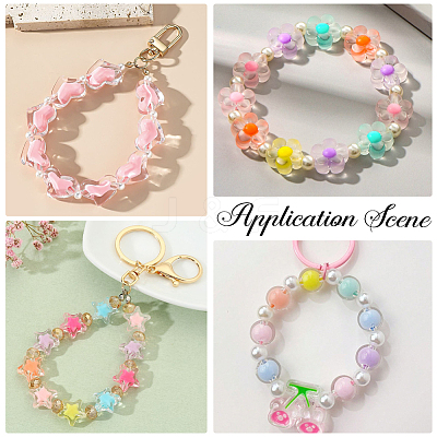 240Pcs 8 Styles Transparent Plastic Beads KY-BM0001-04-1