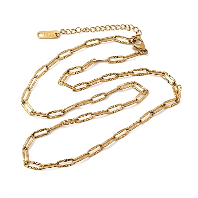 3.5MM Unisex 304 Stainless Steel Textured Paperclip Chain Necklaces NJEW-P356-01G-1