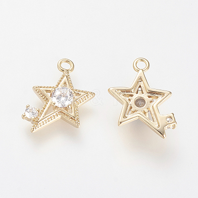 Brass Micro Pave Cubic Zirconia Pendants KK-R058-014G-1