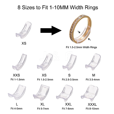 8Pcs 8 Sizes Plastic Invisible Ring Size Adjuster TOOL-H005-01-1