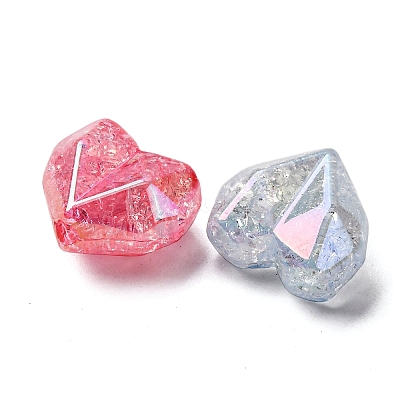 UV Plating Transparent Crackle Acrylic Beads OACR-G052-10E-1