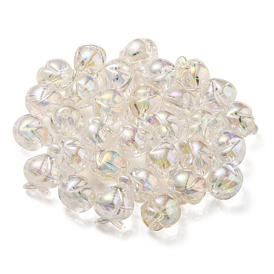 UV Plating Rainbow Iridescent Acrylic Beads OACR-F004-02G-1