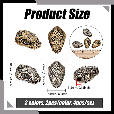 4Pcs 2 Colors Brass Beads KK-NB0004-33-1