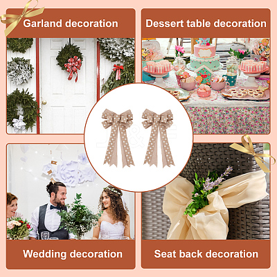 Polka Dot Pattern Linen Bowknot Ornament DIY-WH0248-343-1
