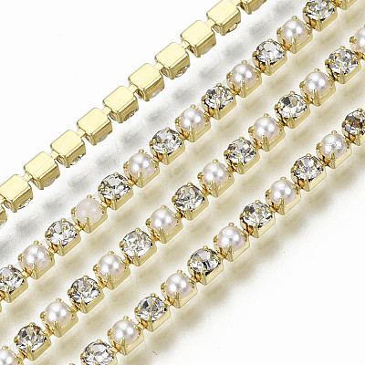 Brass Rhinestone Strass Chains CHC-T011-SS6.5-01G-1