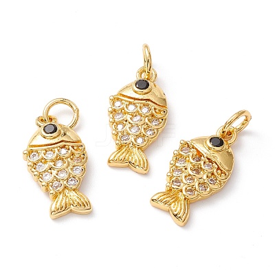Brass Micro Pave Clear Cubic Zirconia Pendants ZIRC-M118-04G-RS-1