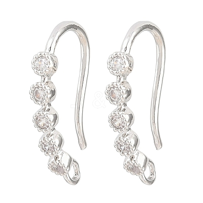 Brass Rhinestone Earring Hooks KK-C261-01A-P-1