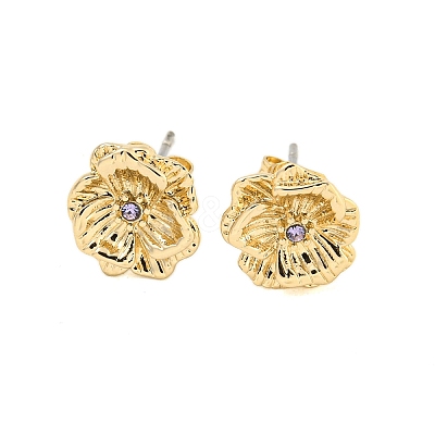 Brass Micro Pave Cubic Zirconia Ear Studs EJEW-P283-01G-06-1