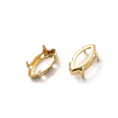 Horse Eye Brass Sew on Prong Settings KK-N0084-A03-5x10G-1