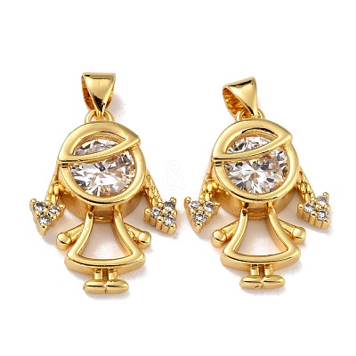 Brass Micro Pave Clear Cubic Zirconia Pendants ZIRC-A021-63G-1