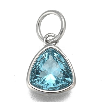 304 Stainless Steel Cubic Zirconia Pendant ZIRC-P080-B03-1