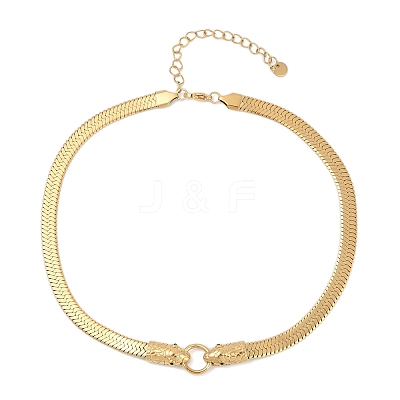 304 Stainless Steel Green Cubic Zirconia Snake Link Flat Snake Chain Necklaces for Women NJEW-Z071-02G-1