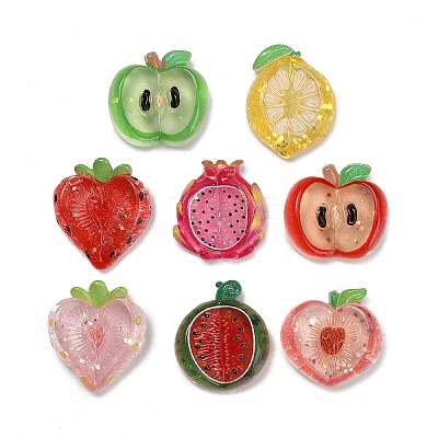 Fruit Transparent Resin & Paillette Cabochons RESI-C074-04-1