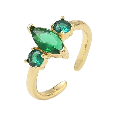 Brass Micro Pave Cubic Zirconia Cuff Open Rings for Women RJEW-L343-14G-06-1