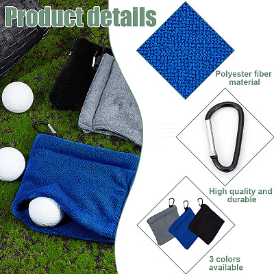 3Pcs 3 Colors Polyester Fibre Golf Wipe Towel AJEW-OC0005-36A-1
