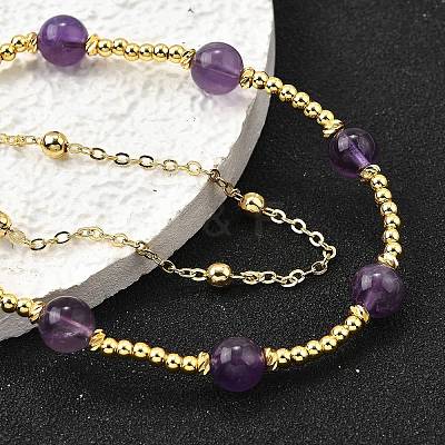 Natural Amethyst Bracelets BJEW-D330-01G-05-1