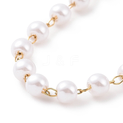 Round Plastic Imitation Pearl Beaded Bracelets BJEW-E054-08G-1