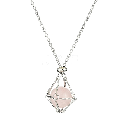 Crystal Cage Holder Necklace NJEW-JN04602-01-1