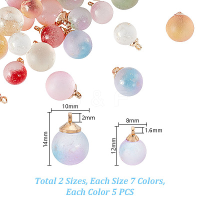 70Pcs 14 Styles Transparent Spray Painted Glass Pendants GLAA-GA0002-16-1