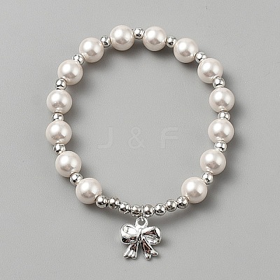 Plastic Pearl & Alloy Bead Bracelets BJEW-WH0011-109-1