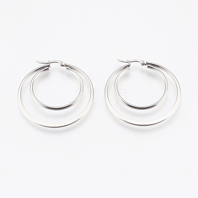Tarnish Resistant 201 Stainless Steel Hoop Earrings EJEW-I213-B-02P-1
