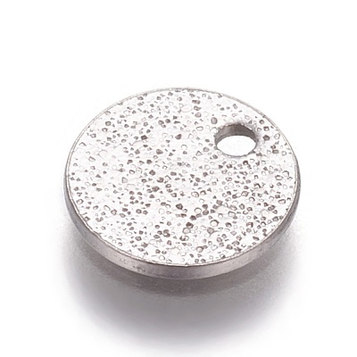 Tarnish Resistant 304 Stainless Steel Textured Pendants STAS-I098-01-8mm-P-1