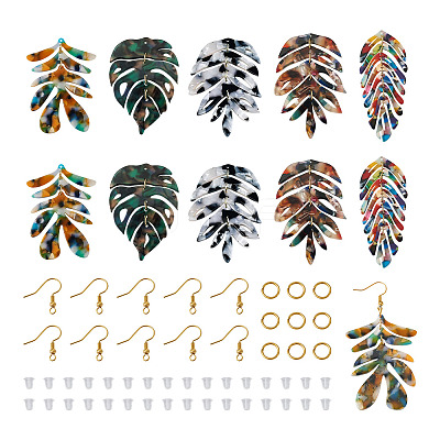 DIY Monstera Leaf Dangle Earring Making Kits DIY-BY0001-38-1