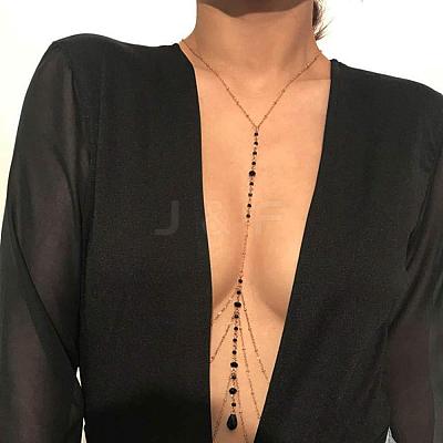 Iron & Black Glass Layered Body Chains for Women WGFBD6B-01-1