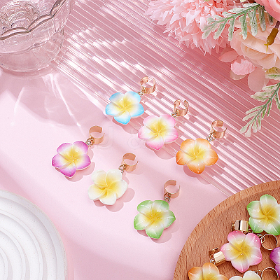 12Pcs 6 Colors Flower Resin Stethoscope Pendant Decorations HJEW-SP0001-55-1