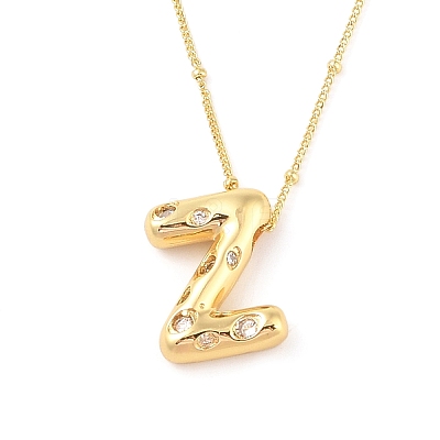 Brass Micro Pave Clear Cubic Zirconia Pendant Necklaces NJEW-Z038-01G-Z-1