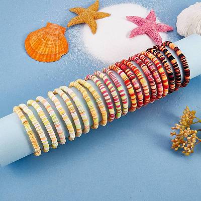 Handmade Polymer Clay Heishi Surfer Stretch Bracelets Set BJEW-SW00099-02-1