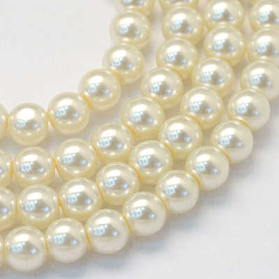 Baking Paint Pearlized Glass Pearl Round Bead Strands HY-Q003-10mm-02-1